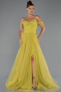 Robe de Soirée Longue Pistache vert ABU5302