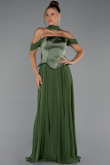 Robe De Soirée Grande Taille Mousseline Longue Vert ABU5551