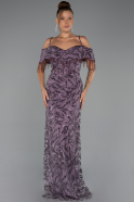 Robe De Soirée Grande Taille Longue Perlé Lavande ABU5326