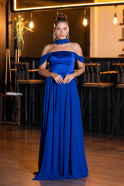 Robe de Soirée Longue Mousseline Bleu Saxe ABU5327