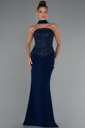 Robe de Soirée Longue Bleu Marine ABU5320