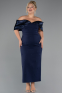 Robe De Invitation Grande Taille Midi Bleu Marine ABK2379
