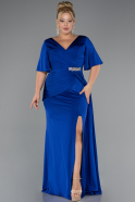 Robe de Soirée Grande Taille Longue Bleu Saxe ABU5287