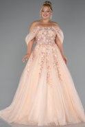 Robes De Soirée Grande Taille Longue Saumon ABU4722