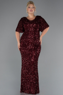 Robe Grande Taille Longue Rouge Bordeaux ABU5318