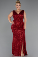 Robe De Soirée Grande Taille Squameuse Longue Rouge ABU3194