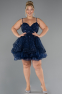 Robe Grande Taille Courte Bleu Marine ABK2436