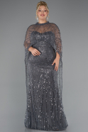 Robe De Mariée Grande Taille Longue Perlé Anthracite ABU5328