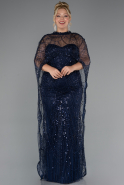Robe De Mariée Grande Taille Longue Perlé Bleu Marine ABU5328