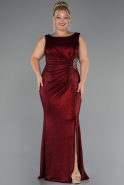Robe de Soirée Grande Taille Longue Rouge Bordeaux ABU5231