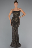Robe de Soirée Longue Perlé Kaki ABU5345