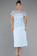 Robes de Mariée Taille Plus Midi Dantelle Bleu clair ABK2448