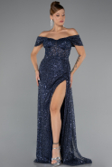 Robe de Soirée Longue Bleu Marine ABU5338