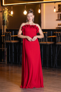 Robe de Soirée Longue Mousseline Rouge ABU5351