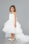 Robe de Soirée Enfants Devant Court Dos Long Blanc ABO115