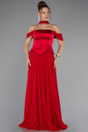 Robe De Soirée Mousseline Longue Rouge ABU5327