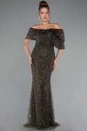 Robe De Mariée Grande Taille Longue Perlé Kaki ABU5372