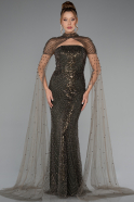 Robe de Soirée Longue Perlé Kaki ABU5363