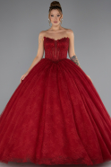 Robe De Fiançailles Grande Taille Longue Dantelle Rouge ABU5376