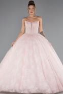 Robe de Fiançailles Design Personnalisé Longue Dantelle Poudre ABU5375