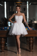 Robes de Mariage Mini Dantelle Blanc ABG164