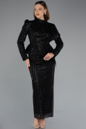 Robe De Soirée Voilée Longue Noir ABK2346