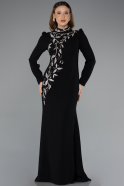 Tenue de Soirée Voilée Longue Noir ABU5393