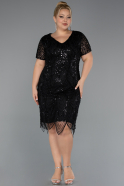 Robe De Invitation Grande Taille Courte Noir ABK2380
