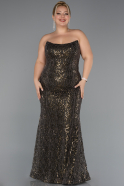 Robe De Fiançailles Grande Taille Longue Perlé Kaki ABU5347