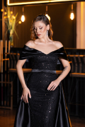 Robe de Soirée Longue Perlé Noir ABU5400