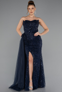 Robe de Soirée Longue Bleu Marine ABU6035