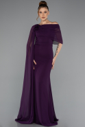 Robe de Soirée Longue Mousseline Violet ABU5418