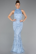 Robe De Soirée Longue Bleu clair ABU4791