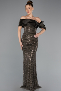 Robe de Soirée Longue Perlé Kaki ABU5434