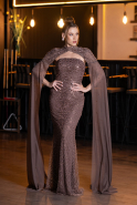 Robe De Soirée Perlé Longue Brun ABU5363