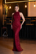 Robe De Soirée Longue Rouge Bordeaux ABU4791
