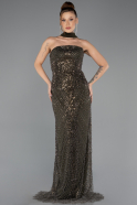 Robe de Soirée Longue Perlé Kaki Foncé ABU5438