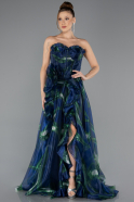 Robe de Soirée Longue Bleu Marine ABU5441