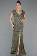 Robe De Fiançailles Grande Taille Longue Perlé Kaki ABU5444