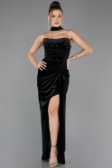 Robe de Soirée Longue Velours Noir ABU4405