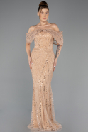 Robe De Soirée Perlé Longue Or ABU5371