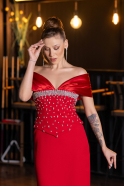 Robe de Soirée Longue Rouge ABU5440