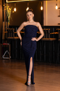 Robe de Soirée Longue Bleu Marine ABU5445