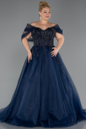 Robes De Soirée Grande Taille Longue Bleu Marine ABU4747