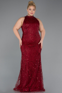 Robe De Soirée Grande Taille Perlé Longue Rouge Bordeaux ABU5063