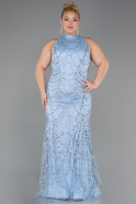 Robe De Soirée Grande Taille Perlé Longue Bleu clair ABU5063