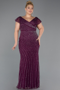 Robe de Soirée Grande Taille Longue Pierreux Prune ABU5439