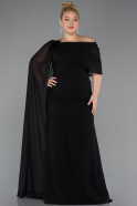 Robe de Soirée Grande Taille Longue Mousseline Noir ABU5419
