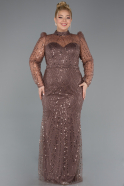 Robe De Fiançailles Grande Taille Longue Brun ABU4527