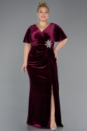 Robes De Soirée Grande Taille Velours Longue Rouge Bordeaux ABU4317